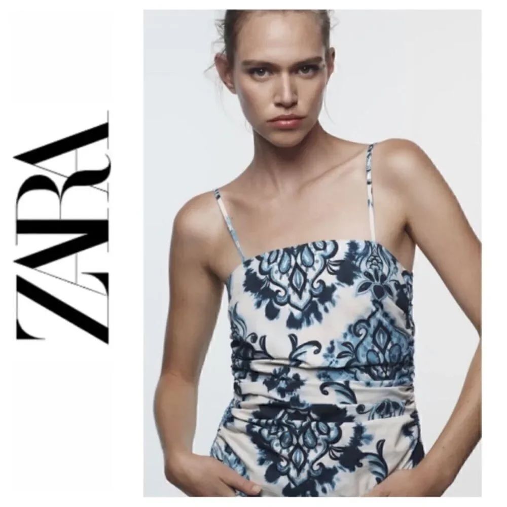 ZARA Ruched Sides Floral Sleeveless Top *NEW*